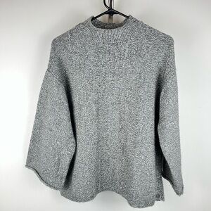 Joseph A Gray Marled Knit Sweater Wide Sleeve Cozy Size M